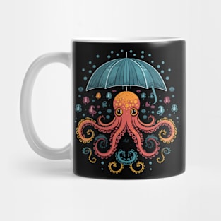 Octopus Rainy Day With Umbrella Mug